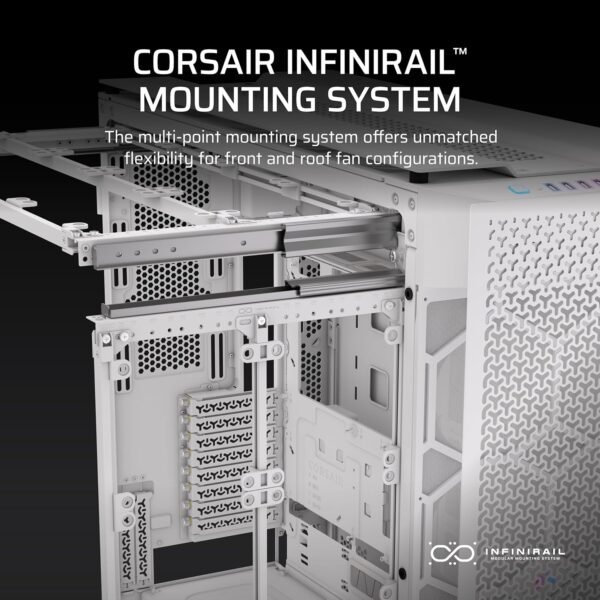 CORSAIR 9000D RGB Airflow Super Full-Tower PC Case Fits up to 18x 120mm, 7x 140mm, or 4x 200mm Fans InfiniRail Fan Mounting iCUE Link System Hub Included - Image 6