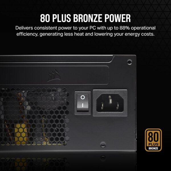 CORSAIR CX750 80 PLUS Bronze Non Modular Low-Noise ATX 750 Watt Power Supply - UK - Black - Image 4