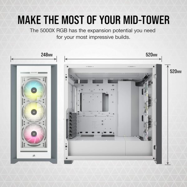 Corsair iCUE 5000X RGB Tempered Glass Mid-Tower ATX PC Smart Case - Image 9