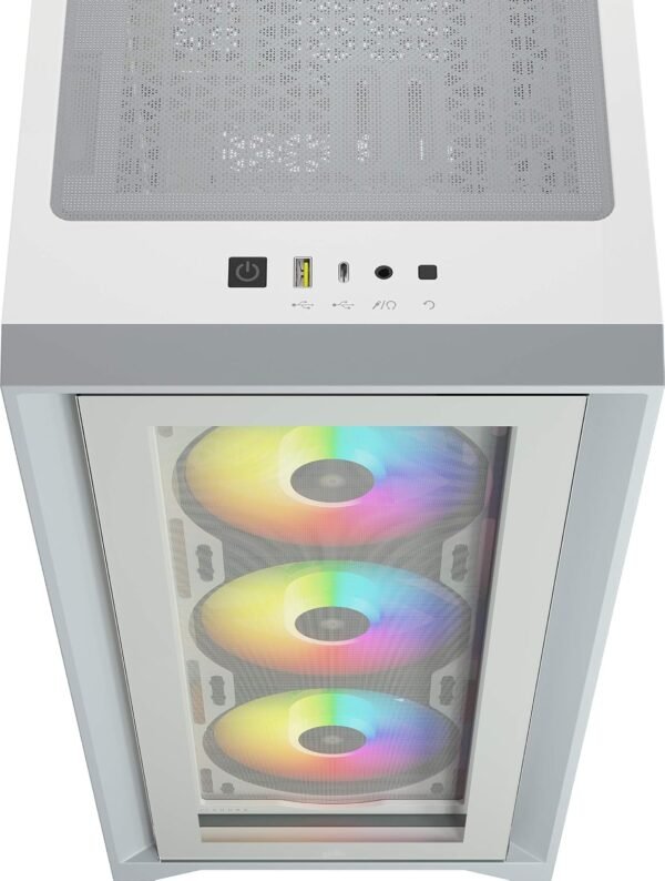 CORSAIR iCUE 4000X RGB Tempered Glass Mid-Tower ATX PC Case - 3X SP120 RGB Elite Fans - iCUE Lighting Node CORE Controller - High Airflow - Image 7