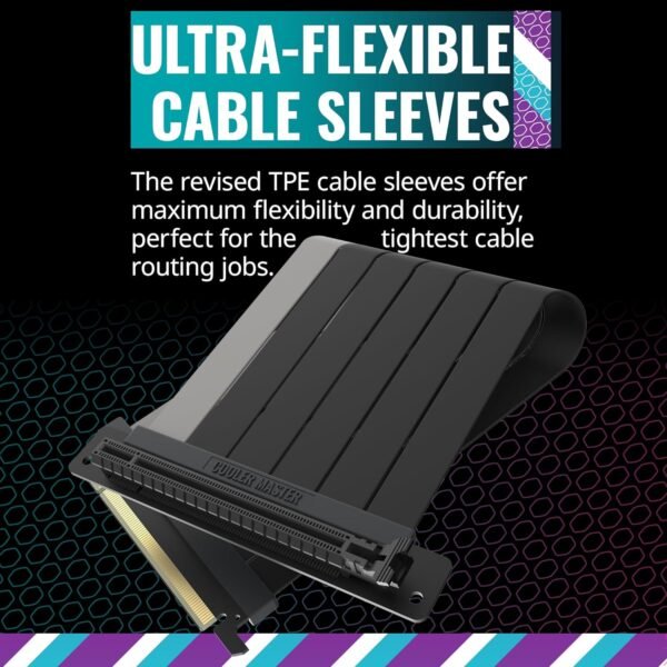 Cooler Master MasterAccessory Riser Cable PCIe 4.0 x16 200mm V2 Black, PCIe 4.0 | Older Compatible, EMI shielded 30 AWG, TPE Cable Sleeves, Protective ABS Casing for GPU Card (MCA-U002R-KPCI40-200) - Image 10