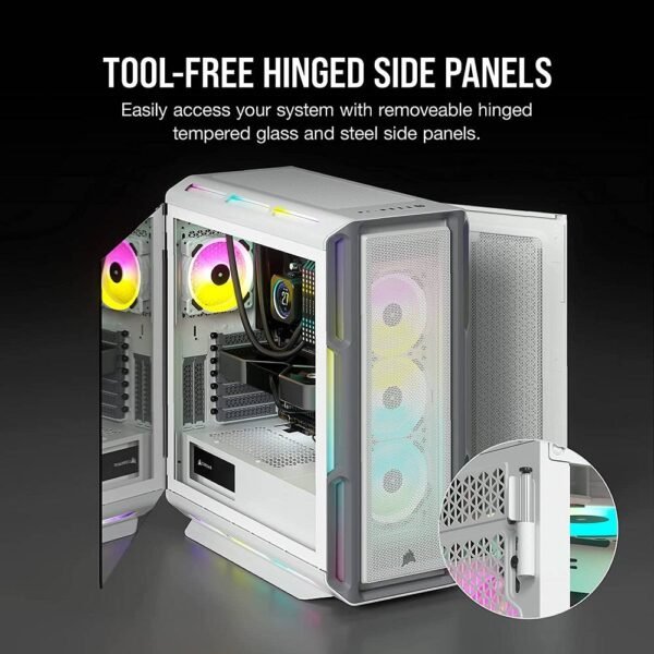 Corsair iCUE 5000T RGB Mid-Tower ATX PC Case-208 Individually Addressable RGB LEDs-Fits Multiple 360mm Radiators-Easy Cable Management-3 Included Corsair LL120 RGB Fans - Image 2