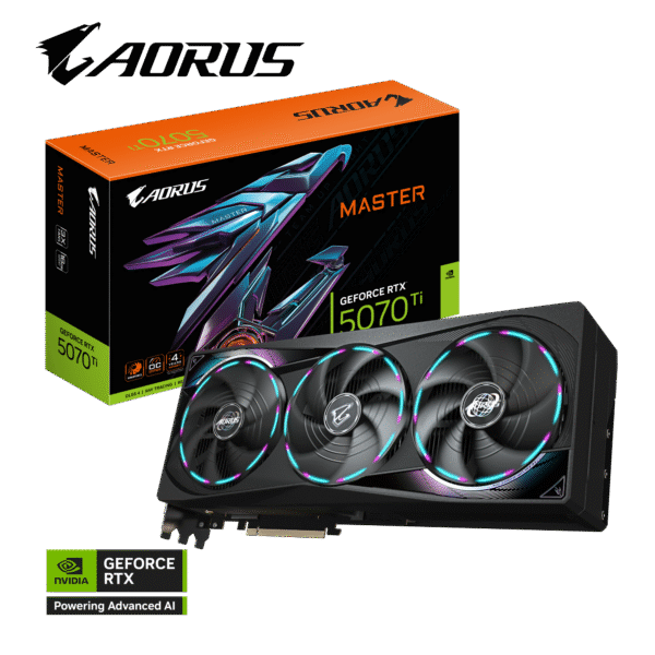 GIGABYTE AORUS GeForce RTX 5070 Ti Master 16G Graphics Card, 16GB 256-bit GDDR7, PCIe 5.0, WINDFORCE Cooling System, GV-N507TAORUS M-16GD Video Card