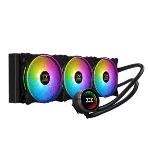 XIGMATEK Aurora 360 (AIO Liquid Cooler, Aura Illuminated Pump Head, 3x120mm AT120 Rainbow Fan, Reinforced Metal Backplate)