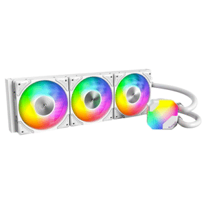 MONTECH HyperFlow ARGB 360 - AIO CPU Liquid Cooler, Intel&AMD Compatible, Chart-Topping Performance, Enhanced 3100RPM Water Pump Design, 3X Metal Pro 12 ARGB Ultimate Cooling Fans -White