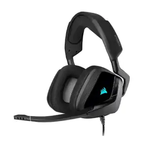 Corsair VOID ELITE RGB USB Gaming Headset (7.1 Surround Sound, Optimised Omnidirection Microphone, Customisable RGB Lighting, Microfibre Mesh Fabric Earpads, Aluminium Construction) - Black