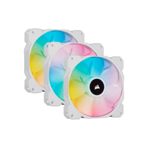 CORSAIR iCUE SP120 RGB ELITE Performance 120mm White PWM Fan — Triple Pack with Lighting Node CORE