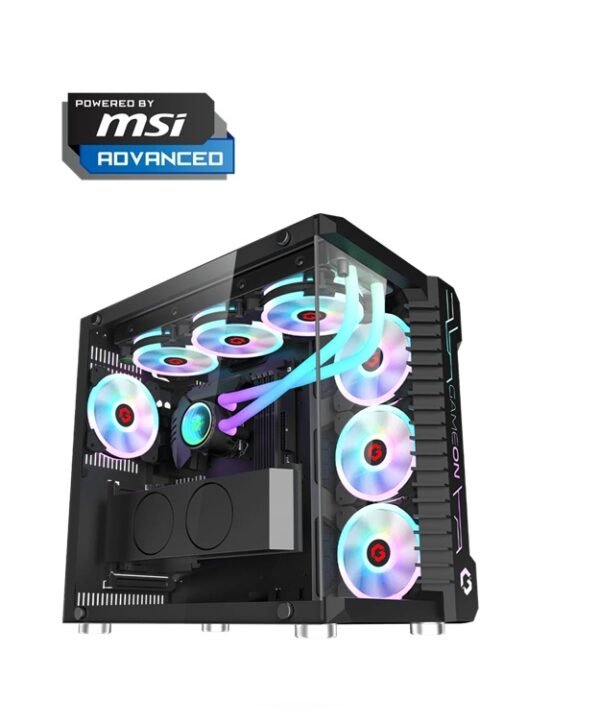 Powered By MSI Advanced-RYZEN 7 7700,ANTEC SYMPHONY 360MM COOLER ARGB,MSI PRO B850-P WIFI DDR5 AMD MOTHERBOARD,MSI GeForce RTX 4070 SUPER 12G VENTUS 2X OC,MSI Spatium M560 PCIe 5.0 NVMe M.2 1TB,MSI MAG A850GL PCIE5 850W 80 Plus PSU,XPG LANCER 32GB RAM DDR5 6000MHZ,GAMEON EMPERROR III BLACK CASE 7 FANS