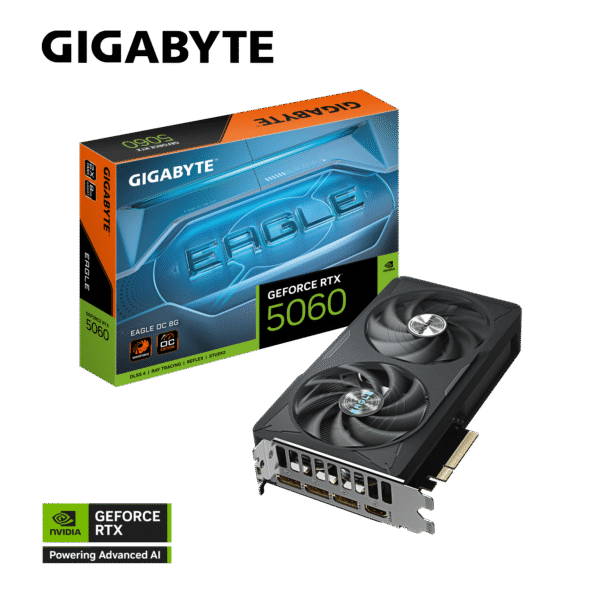 GIGABYTE GeForce RTX 5060 Eagle OC 8G Graphics Card, 8GB 128-bit GDDR7, PCIe 5.0, WINDFORCE Cooling System, GV-N5060EAGLE OC-8GD Video Card