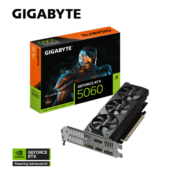 GIGABYTE GeForce RTX 5060 OC Low Profile 8G Graphics Card, 8GB 128-bit GDDR7, PCIe 5.0, Supports up to 4 displays, GV-N5060OC-8GL Video Card