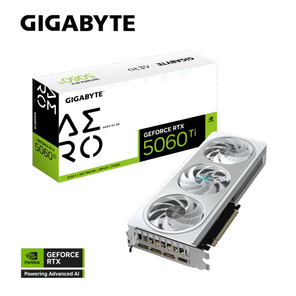 GIGABYTE GeForce RTX 5060 Ti AERO OC 8G Graphics Card, 8GB 128-bit GDDR7, PCIe 5.0, WINDFORCE Cooling System, GV-N506TAERO OC-8GD Video Card