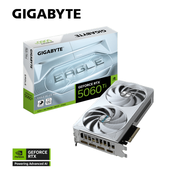 GIGABYTE GeForce RTX 5060 Ti Eagle OC ICE 16G Graphics Card, 16GB 128-bit GDDR7, PCIe 5.0, WINDFORCE Cooling System, GV-N506TEAGLEOC ICE-16GD Video Card