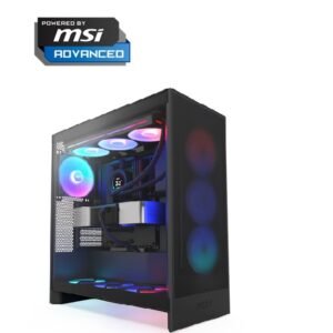 Powered By MSI Advanced-I5-14400F,MSI Pro B760M-P LGA DDR5 1700 ATX Motherboard,MSI GeForce RTX 5080 16G SHADOW 3X OC,MSI MAG A15 360MM COOLER,MSI M480PRO 4TB M.2 SSD 7400MB/S,AEROCOOL 850W GOLD POWER SUPPLY,XPG LANCER 32GB RAM DDR5 6000MHZ,NZXT H7 FLOW RGB BLACK CASE 4 FANS