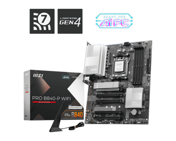 Powered By MSI Essential-RYZEN 7 7700,ANTEC SYMPHONY 360MM COOLER ARGB,MSI PRO B840-P WIFI AMD MOTHERBOARD,MSI RTX 5060 TI 16GB VENTUS 2X 8GB,XPG32GB RAM DDR5,AEROCOOL 850W POWER SUPPLY,KINGSTON M.2 SSD 1 TB 6000MB/S,HYTE Y40 ATX BLACK CASE - Image 4