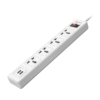 Huntkey SSZ507 Universal Power Strip | 4 AC Outlets + 2 USB Ports | 220–240V | Surge Protector | 3M Cable – White