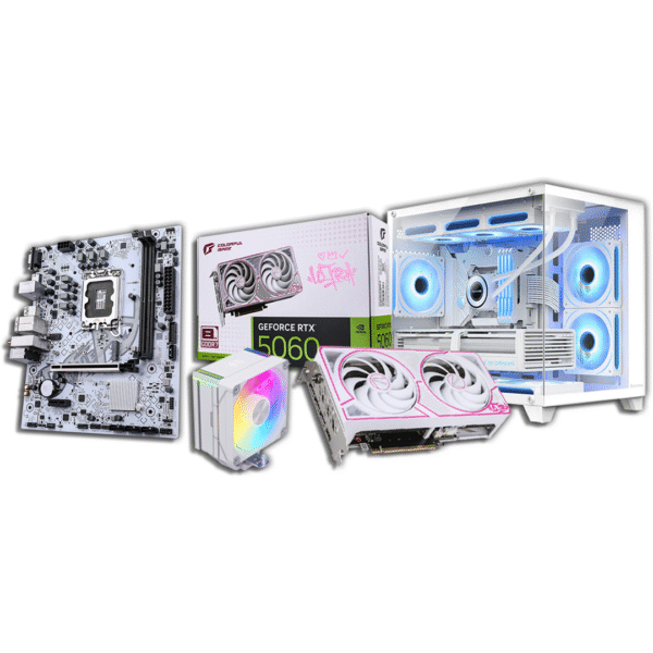 Custom Gaming PC – Intel i5-12400F | RTX 5060 Ultra W DUO OC | 16GB DDR4 | 500GB SSD | White Build