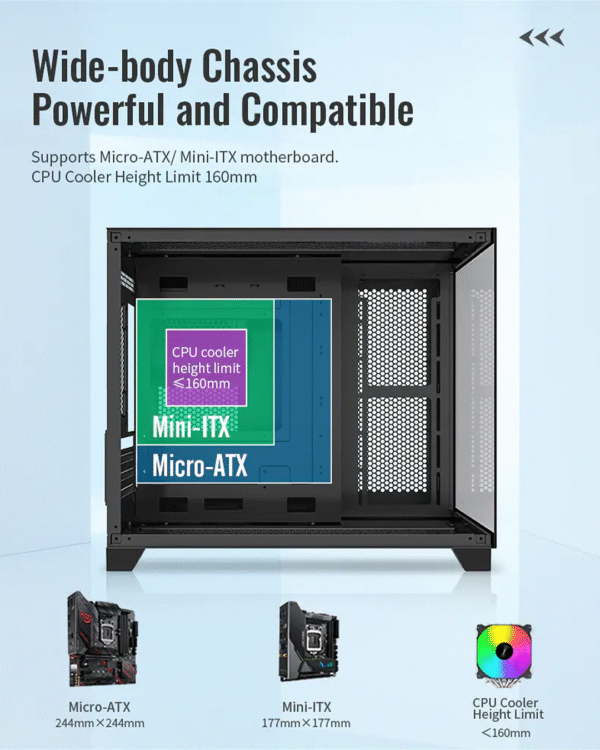 HUNTKEY S960 StormX Full View PC Case – M-ATX | 3 Pre-installed Fans - Image 10