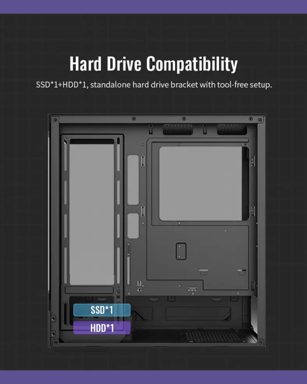 Huntkey GX760A Fortune ATX Gaming Case – Supports 360 mm Cooler, Full‑View Glass Panels, Up to 10 Fans - Image 11