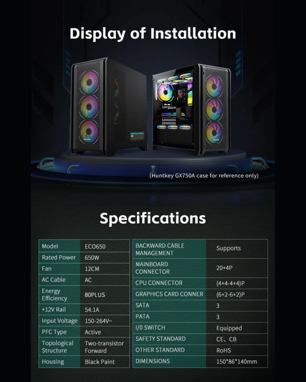 HUNTKEY ECO Computer Power Supply 80 PLUS – Reliable & Energy-Efficient Power for Your PC - Image 13
