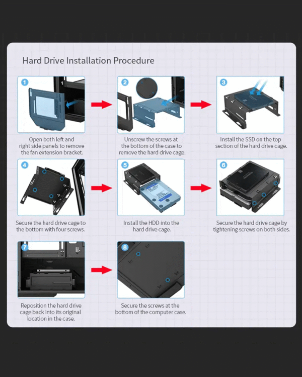 Huntkey GX760A Fortune ATX Gaming Case – Supports 360 mm Cooler, Full‑View Glass Panels, Up to 10 Fans - Image 16