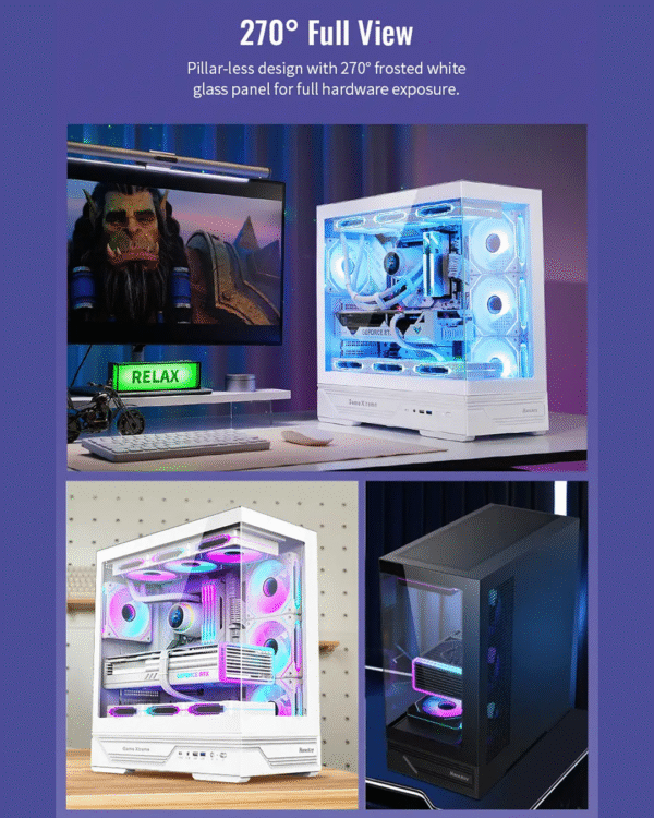 Huntkey GX760A Fortune ATX Gaming Case – Supports 360 mm Cooler, Full‑View Glass Panels, Up to 10 Fans - Image 17
