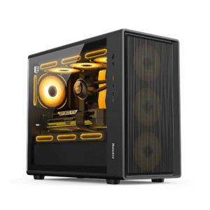 HUNTKEY G63 Halberd M-ATX Gaming Case – Compact Design | 4 Pre-installed Fans | Tempered Glass Panel | ARGB Ready