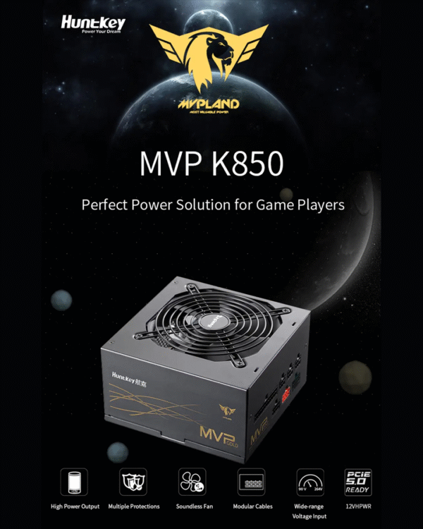 HUNTKEY MVP K850 Power Supply – 850W 80 PLUS Gold Fully Modular PSU for High-Performance PCs - Image 6
