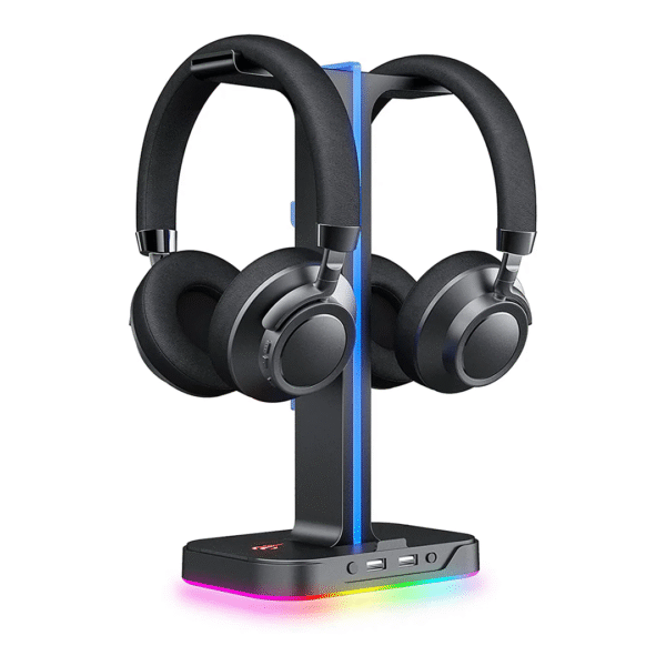 HAVIT TH650 RGB Headset Stand with Dual Hanger & 2 USB Ports