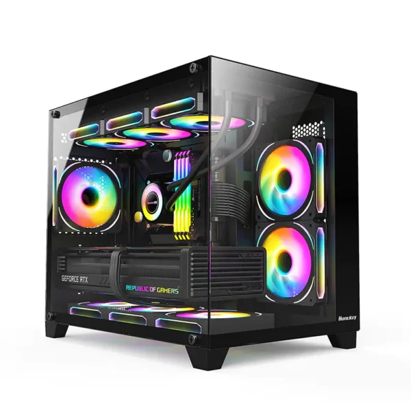 HUNTKEY S960 StormX Full View PC Case – M-ATX | 3 Pre-installed Fans