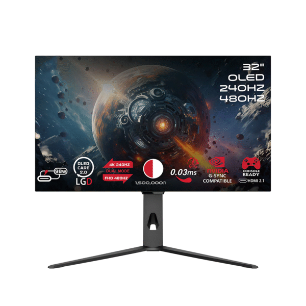 GAMEON GO32OLED4K Signature X Series 32" Dual Switch OLED Gaming Monitor (4K UHD 240Hz / FHD 480Hz, 0.3ms, HDMI 2.1, HDR, FreeSync/G-Sync) - Image 2