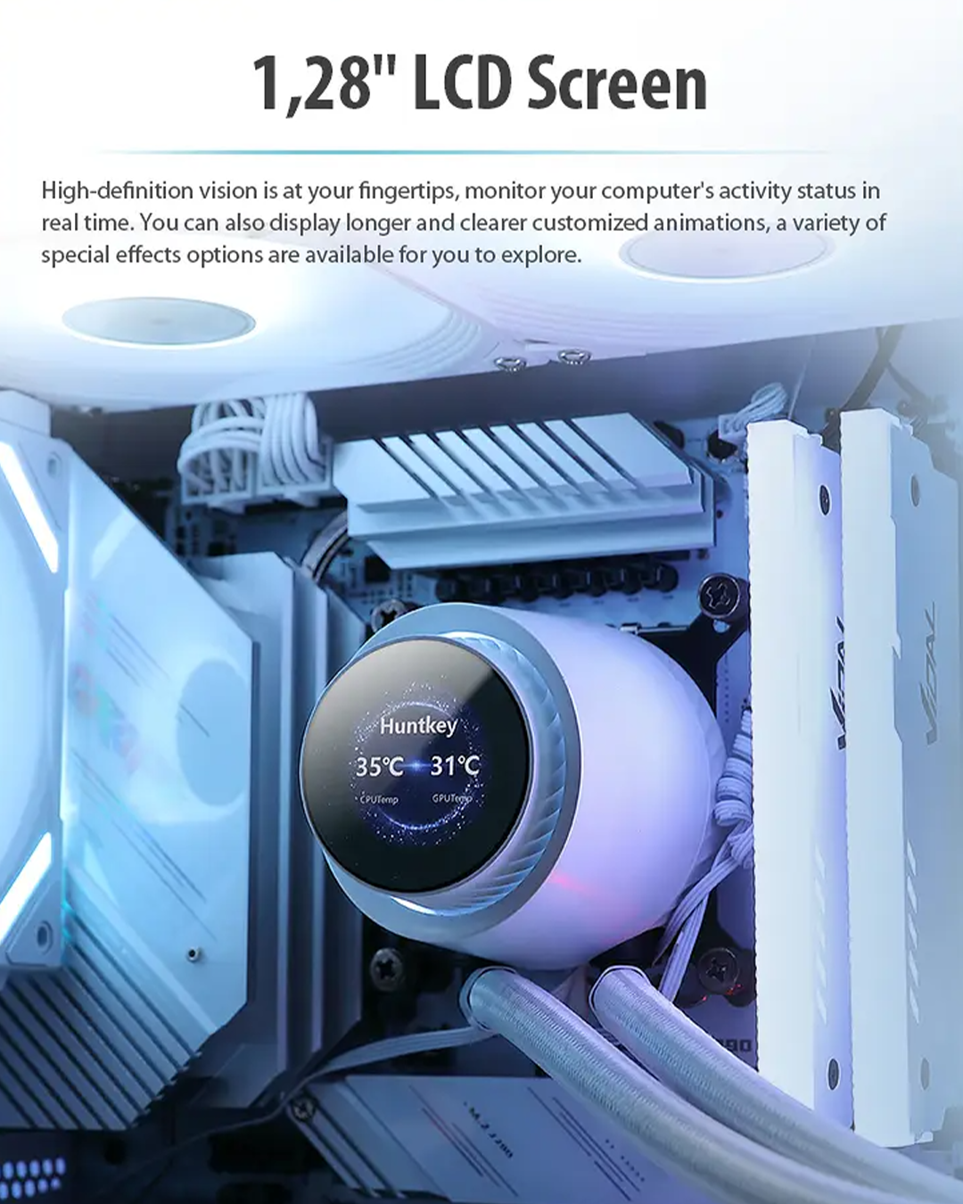Huntkey GX360R Atlas Shark | 360mm Liquid Cooler with LCD Display & Smart ARGB Sync - Image 4
