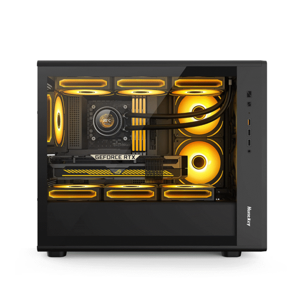 HUNTKEY G63 Halberd M-ATX Gaming Case – Compact Design | 4 Pre-installed Fans | Tempered Glass Panel | ARGB Ready - Image 3