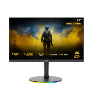 Twistedminds TMDX27B 27" Dual Switch Gaming Monitor – 4K-FHD, 160/320Hz, 0.5ms, HDMI 2.1, Fast IPS