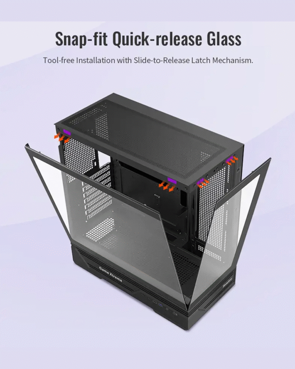 Huntkey GX760A Fortune ATX Gaming Case – Supports 360 mm Cooler, Full‑View Glass Panels, Up to 10 Fans - Image 7