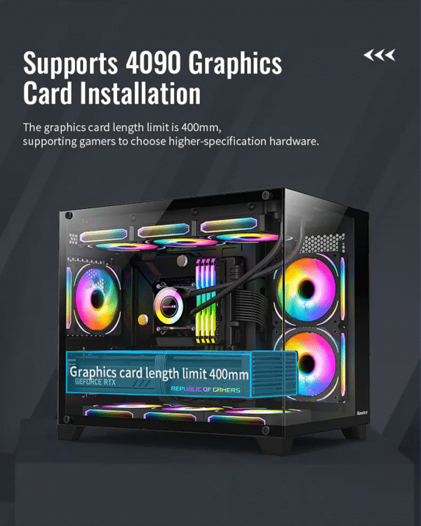 HUNTKEY S960 StormX Full View PC Case – M-ATX | 3 Pre-installed Fans - Image 7