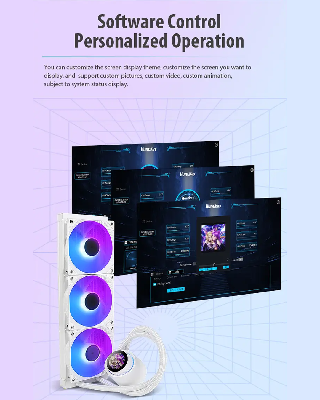 Huntkey GX360R Atlas Shark | 360mm Liquid Cooler with LCD Display & Smart ARGB Sync - Image 8