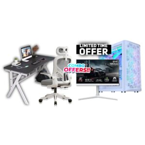 Radeon Vega 7 Integrated Graphics | Ryzen 5 5600G | 16GB RAM | 512GB SSD | B550M PRO | 700W PSU | Gameon Emperor Case + 7 Fans | 24” 190Hz IPS Monitor | Gaming Desk & Chair Combo
