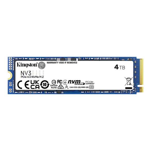 Kingston NV3 4TB PCIe 4.0 NVMe SSD – Up to 6,000MB/s Read | 5,000MB/s Write