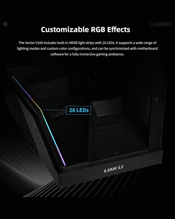 Lian Li Vector V100 – Black & White | Mid-Tower Gaming Case with 4 ARGB Lian Li Fans - Image 3
