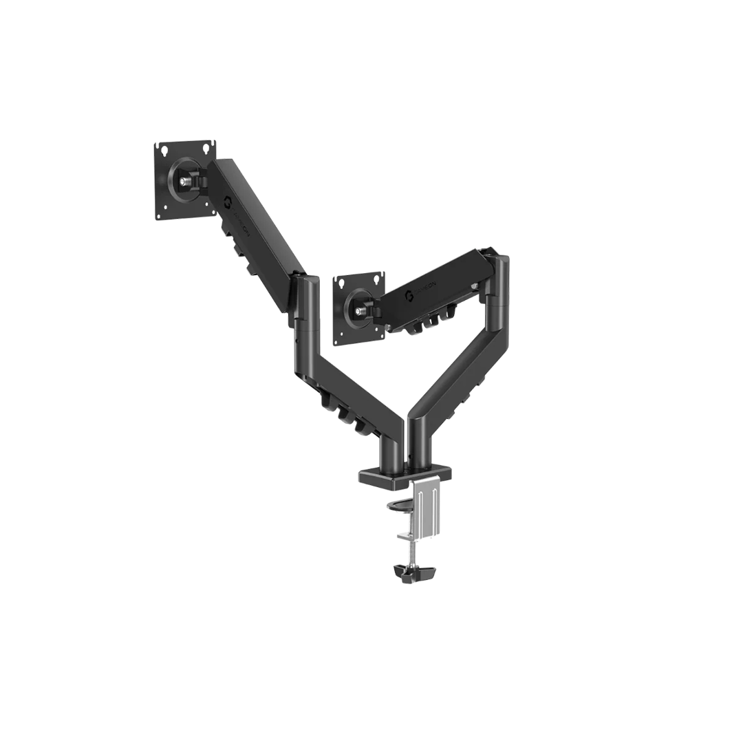 GAMEON GO-5550 Gas Mechanical Spring Dual Monitor Arm | For 17"–32" Flat & Curved Monitors | Up to 9KG | Black - Image 4