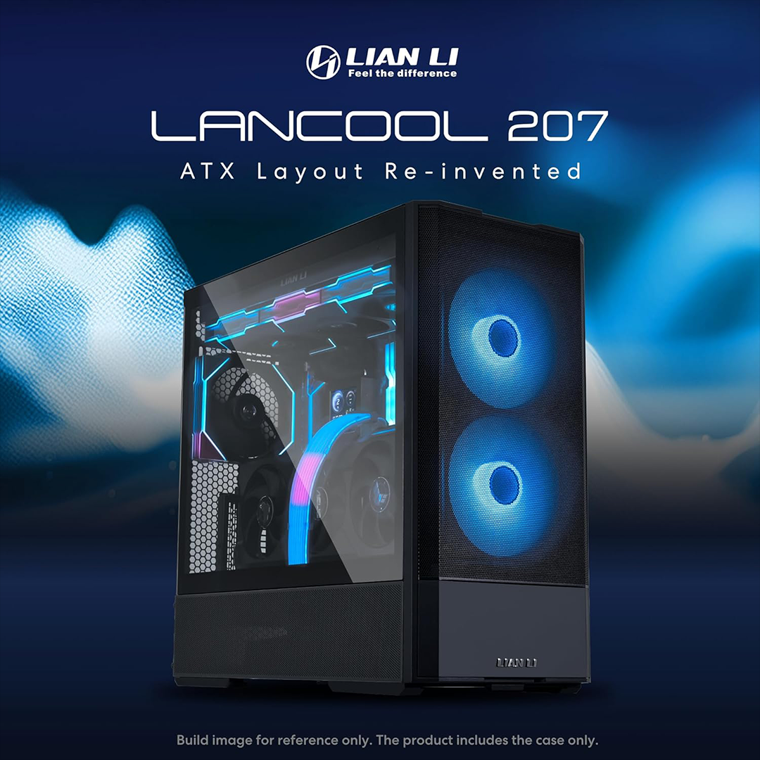 LIAN LI LANCOOL 207 Compact ATX RGB Gaming Computer Case | Mesh Panels | 2 Pre-Installed Fans | USB Type-C | Tempered Glass | Black - Image 2