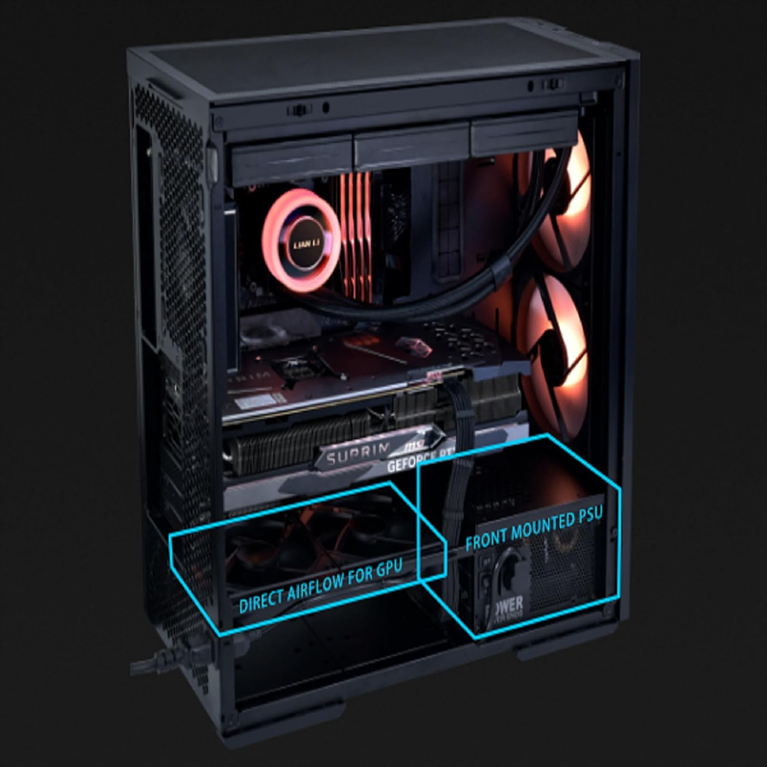 LIAN LI LANCOOL 207 Compact ATX RGB Gaming Computer Case | Mesh Panels | 2 Pre-Installed Fans | USB Type-C | Tempered Glass | Black - Image 3