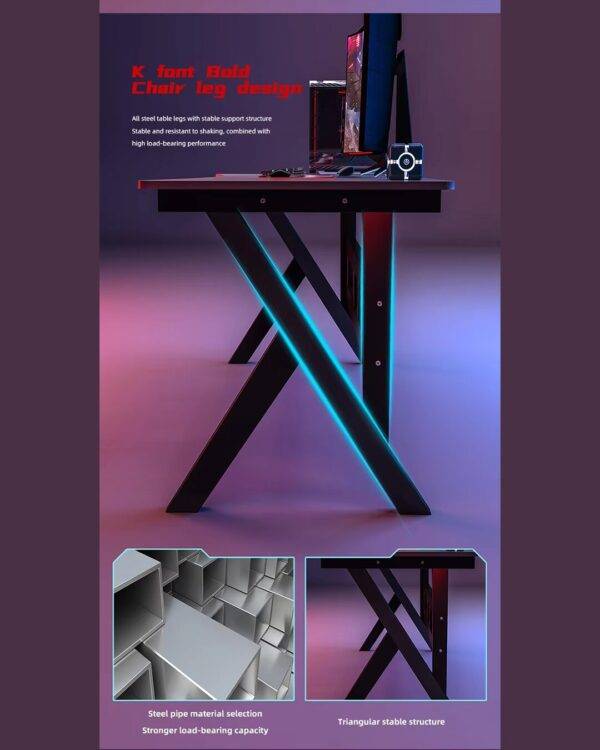 R Shape Feet | 160×60×75 cm | Carbon Fiber Patterned Density Board | Headphone Holder - Image 4