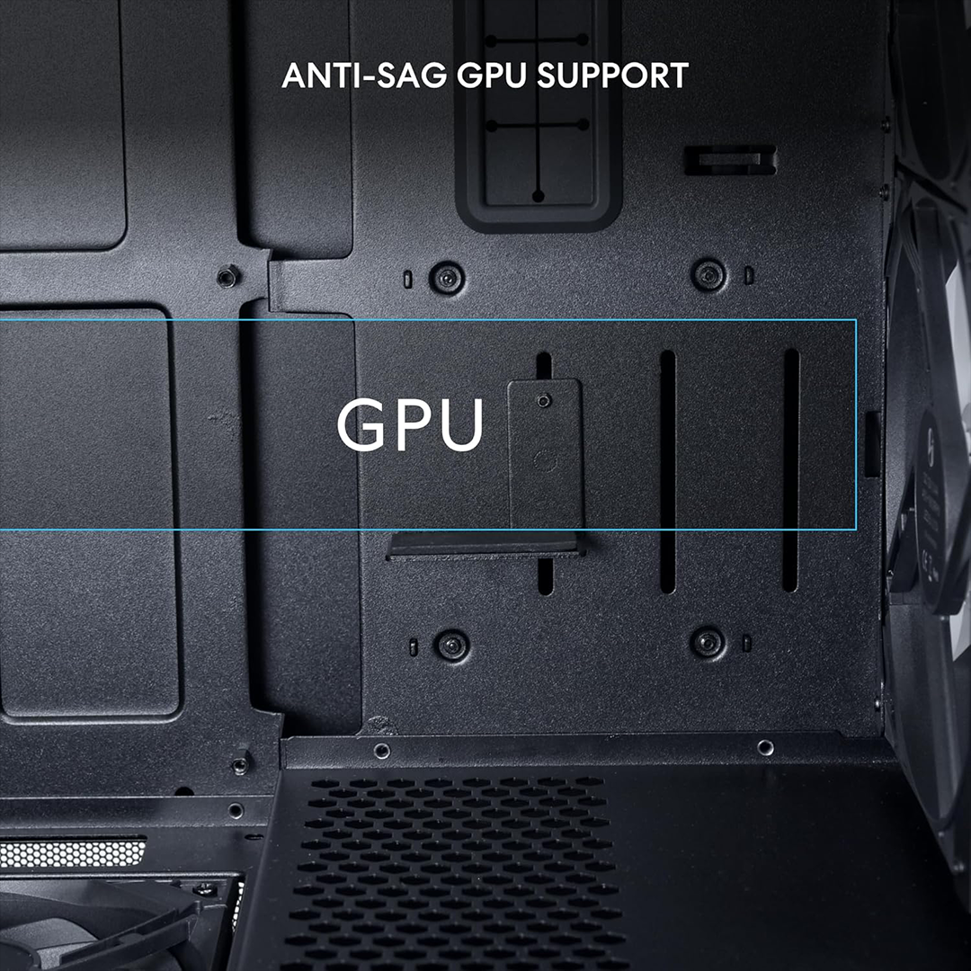 LIAN LI LANCOOL 207 Compact ATX RGB Gaming Computer Case | Mesh Panels | 2 Pre-Installed Fans | USB Type-C | Tempered Glass | Black - Image 4