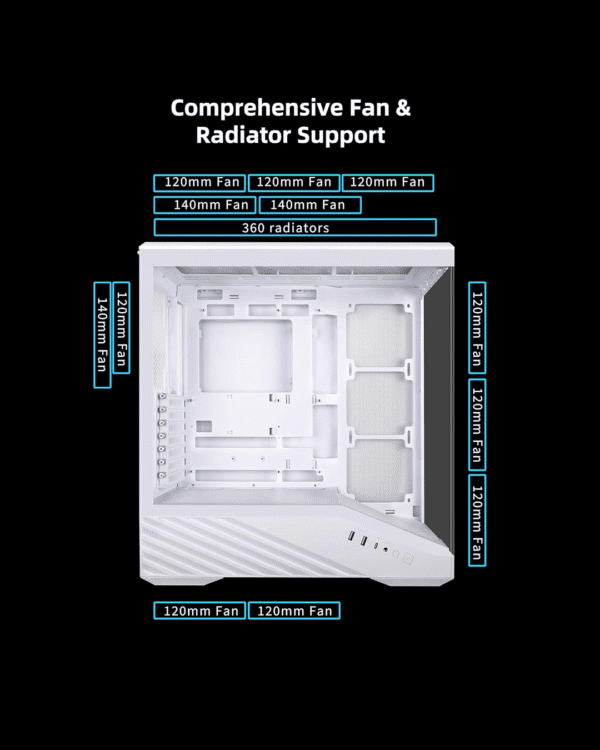 Lian Li Vector V100 – Black & White | Mid-Tower Gaming Case with 4 ARGB Lian Li Fans - Image 6