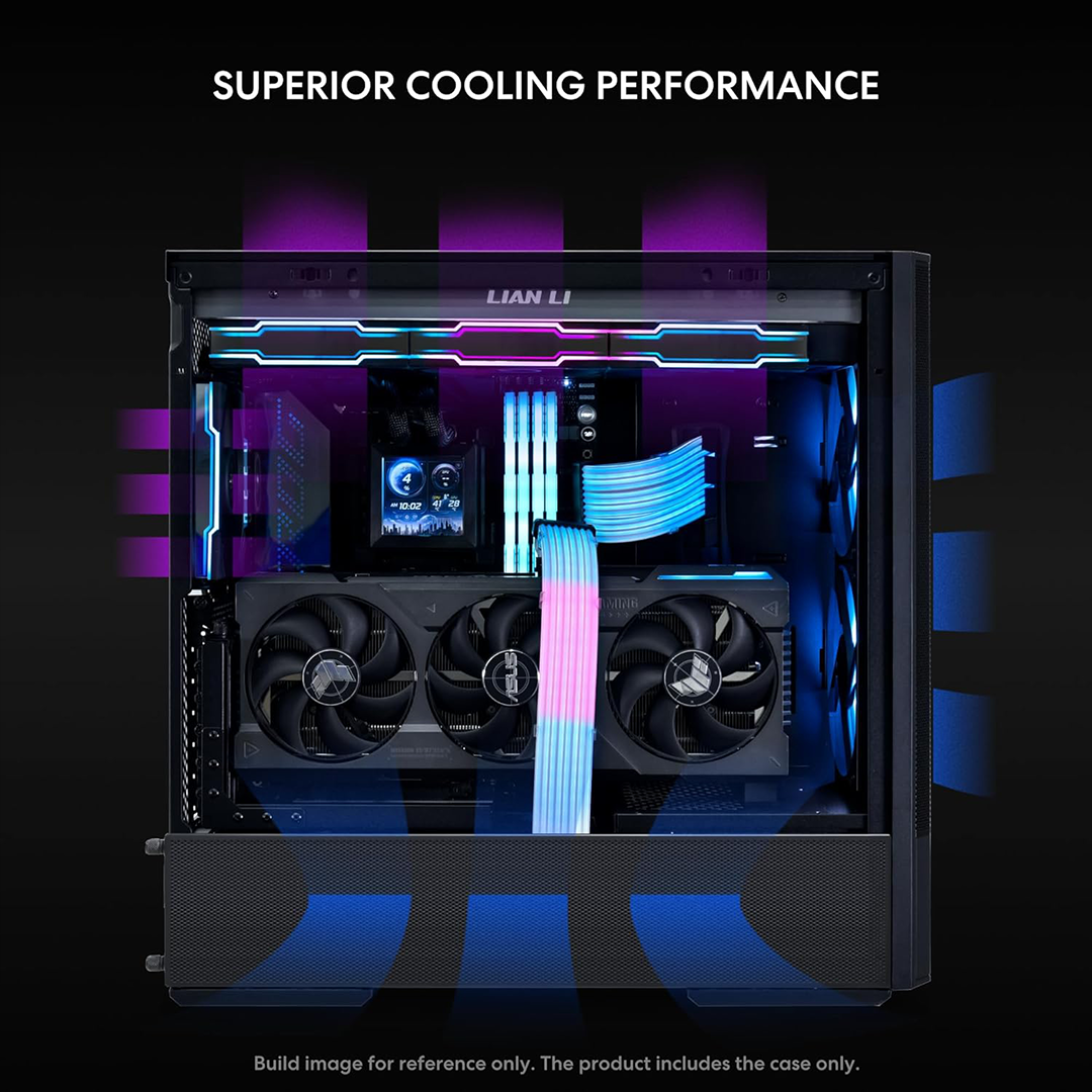 LIAN LI LANCOOL 207 Compact ATX RGB Gaming Computer Case | Mesh Panels | 2 Pre-Installed Fans | USB Type-C | Tempered Glass | Black - Image 5