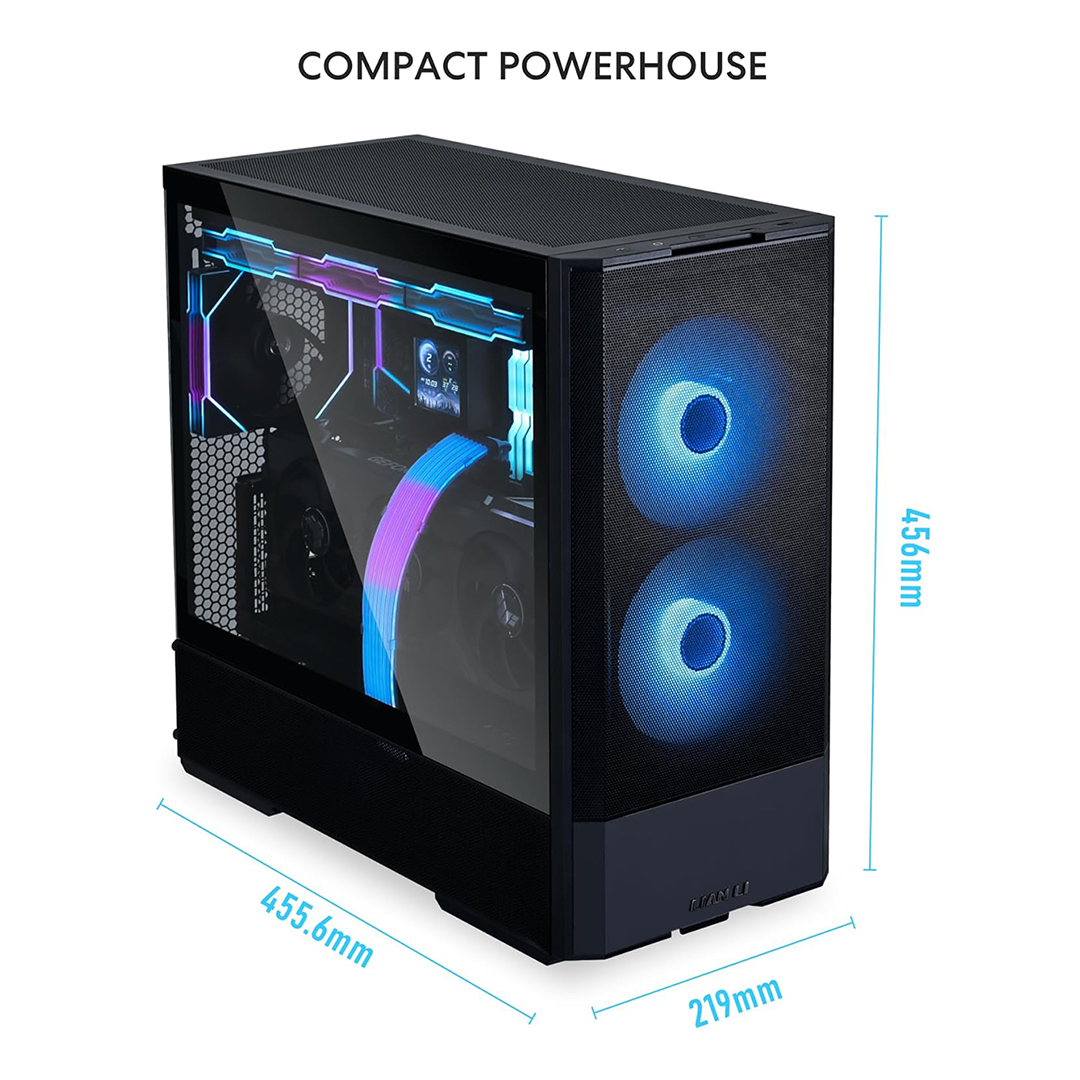 LIAN LI LANCOOL 207 Compact ATX RGB Gaming Computer Case | Mesh Panels | 2 Pre-Installed Fans | USB Type-C | Tempered Glass | Black - Image 7