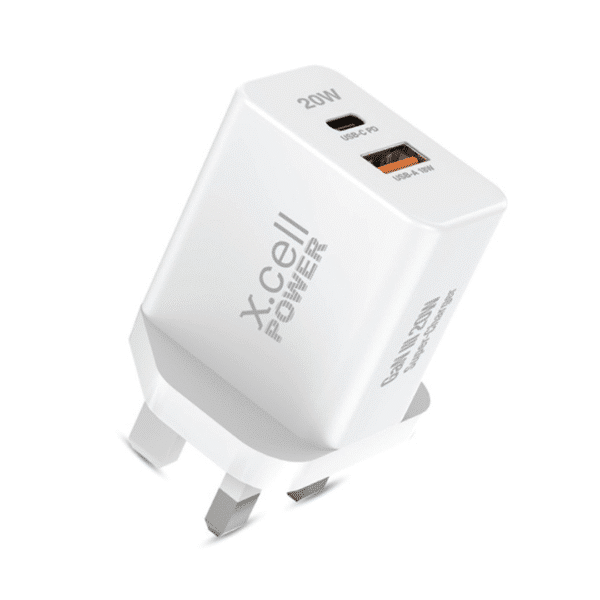 Xcell 20W GaN III Dual Port Fast Charger | USB-C Power Delivery 20W + USB-A 18W