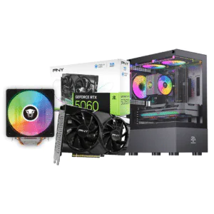 Gaming PC – PNY GeForce RTX 5060 | Intel i5-12400F | 16GB DDR4 3200MHz | 240GB SSD | 700W PSU | Snowman CS054 Case