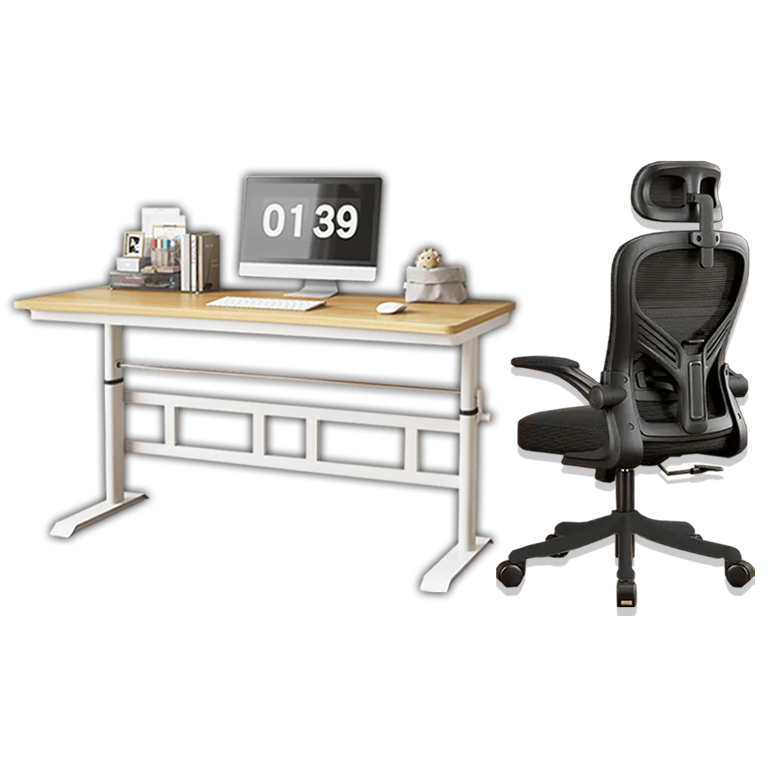 Office Chair (Black) + Adjustable Table (140cm) – Combo Deal